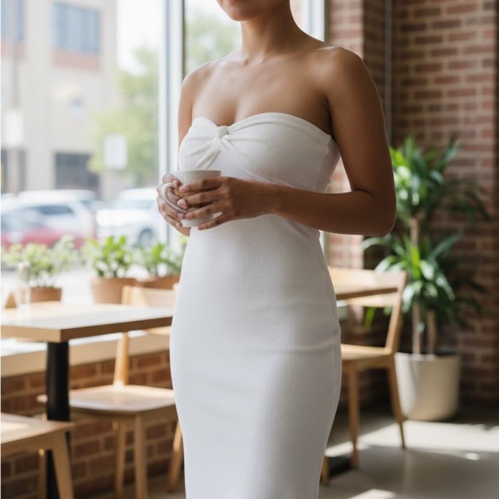Chic Strapless White Dress
